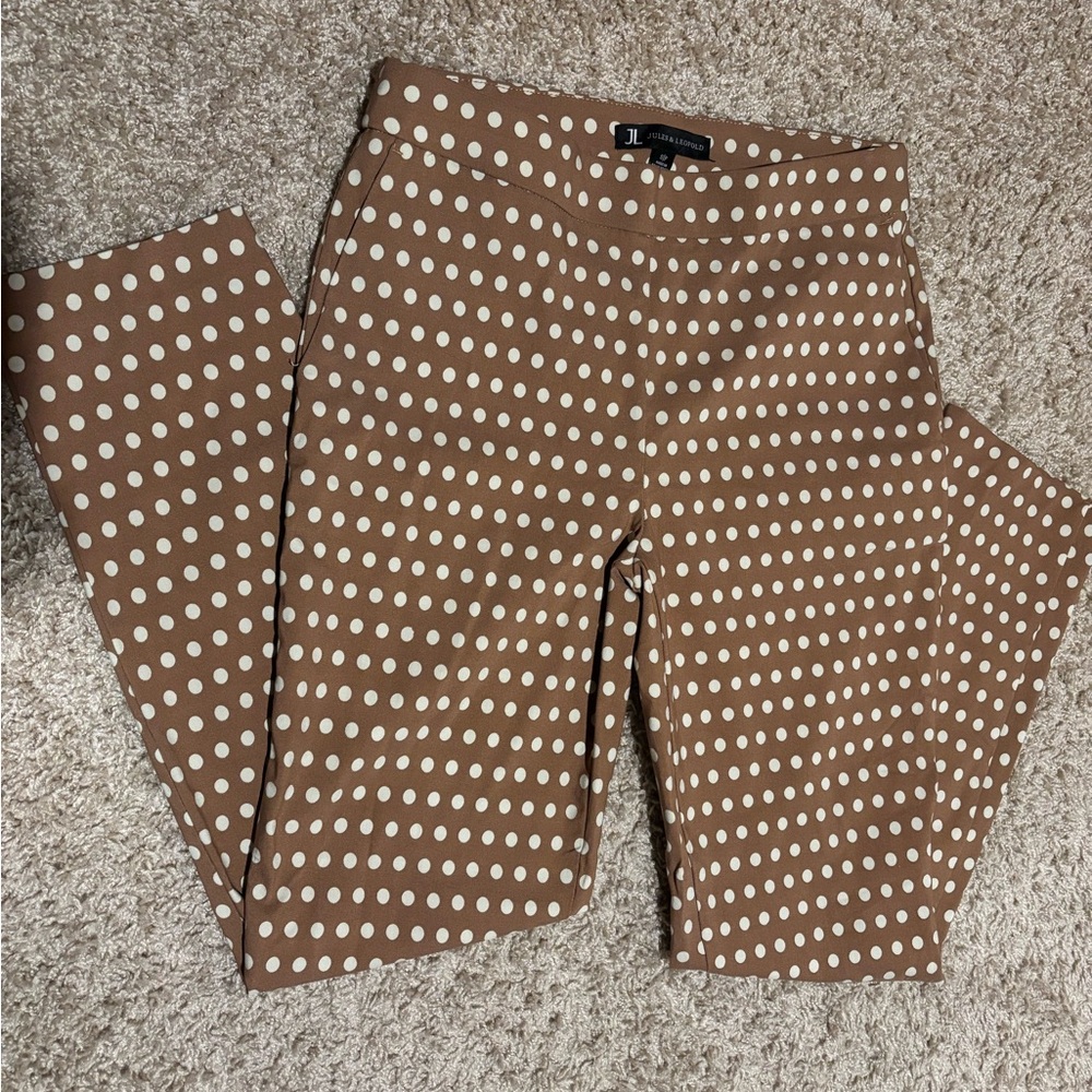 Jules & Leopold Brown and White Polka Dot Pants